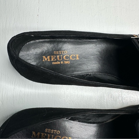 Sesto Meucci Womens Shoes Black Kamile Embellished Suede Loafers Size 8.5 Flats - Picture 4 of 8